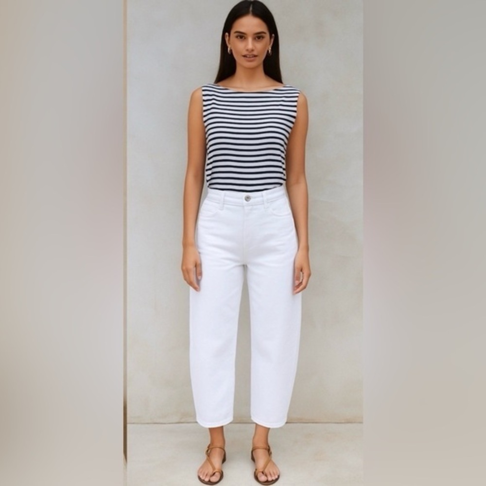 AYR White Barrel Leg The Beat Denim Jeans size 34 14